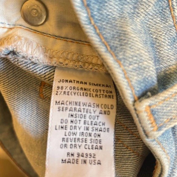 Jonathan Simkhai Standard River High Rise Fray Hem Jeans 31 12 Straight Light - Picture 4 of 10